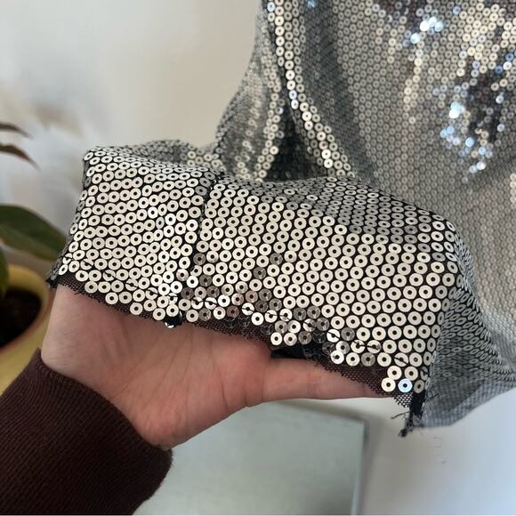 Mango Silver Sequin Mini Dress - Picture 9 of 15